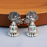 Oxidized Peacock Meenakari Jhumka – Timeless Ethnic Elegance